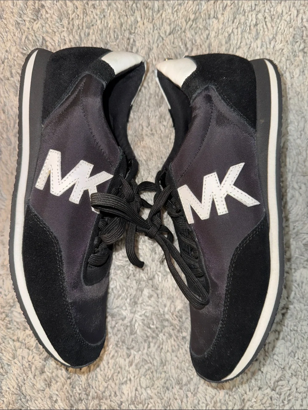 Michael Kors Black & White MK Logo Lace-Up Sneakers athletic casual minimalist